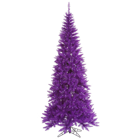 Vickerman 9' Purple Fir Slim Artificial Christmas Tree, Unlit - Faux Fir Christmas Tree - Seasonal Indoor Home Decor