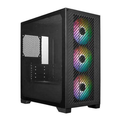 Cooler Master Elite 301 Micro-ATX High Airflow Minimalist PC Case, 365mm GPU Max, Compatible RTX 5080|RX 7090 XT, 280mm AIO Max, Type C, Tempered Glass, Triple 120mm aRGB PWM Fan, Intakes Grill