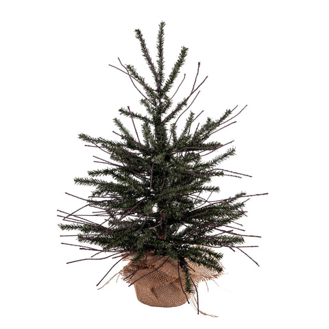 Vickerman 18" Vienna Twig Artificial Christmas Tree - Unlit - Seasonal Indoor Home Decor with Decorative Burlap Base - Small Decorative Christmas Tree