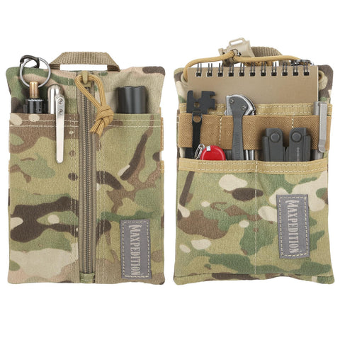 MAXPEDITION Platy Pocket Organizer, Durable EDC Tool Pouch for Men, Neck Wallet with Paracord Lanyard, Holds Flashlight, Multitool, Pen, Notebook (Multicam, 5" x 7")