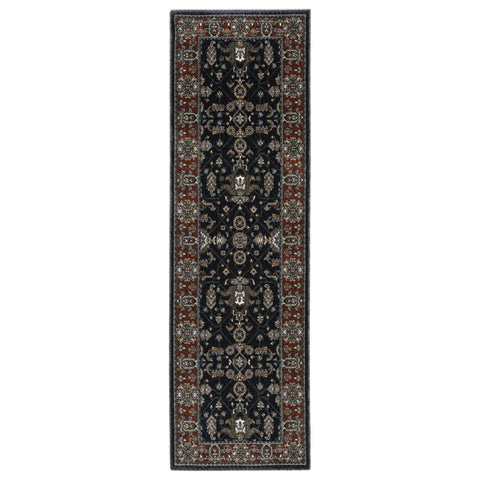 Oriental Weavers Vivian Area Rug - VI05A - 2'3" x 7'6" - in Navy/Rust - Vintage Inspired, Stain Resistant, Family and Pet Friendly, Entryway, Hallway Runner Rug