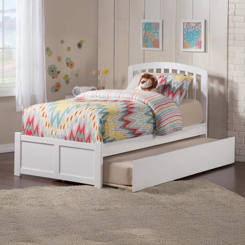 AFI Richmond Twin XL Size Platform Bed with Footboard & Twin XL Trundle in White