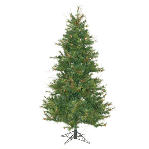 Vickerman 7.5' Mixed Country Pine Slim Artificial Christmas Tree, Unlit - Faux Christmas Tree - Seasonal Indoor Home Decor