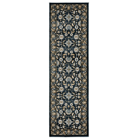Oriental Weavers Bowen Area Rug - 534L2-2'3" x 7'6" - in Navy/Gold - Vintage Inspired, Stain Resistant, Family and Pet Friendly, Entryway, Hallway Runner Rug