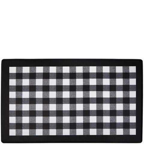 Anti-Fatigue Floor Comfort Mat - 18 x 30 Inch (Buffalo Check Black) - Waterproof Non-Slip Rug - Easy to Clean Cushioned Mat for Kitchen, Bathroom, Standing Desk & Office - Achim Home Decor