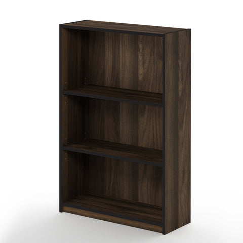 Furinno JAYA Book Shelf, 3-Tier Bookshelf, Bookcase with Adjustable Shelves, 9.5 x 24.5 x 40.3, for Organization and Storage, for Living Room, Bedroom, Home Office, Columbia Walnut