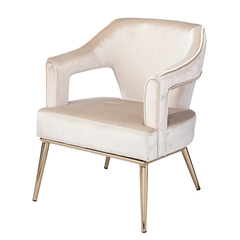 SEI Furniture Eldermain Upholstered Accent Chair - Contemporary - Cushioned Seat - Beige - Champagne Finish Legs - Statement Seating - Ideal for Living Room, Bedroom, Home Office