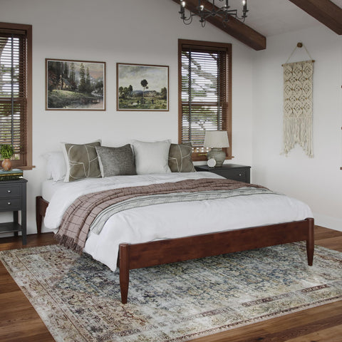 AFI, Pasadena 12" Queen Wood Basic Platform Bed Frame, Walnut