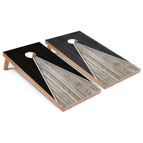 Skip's Garage Black and Dark Grey Pyramid All-Weather Cornhole Boards - PVC - Include Hole + Edge Lights