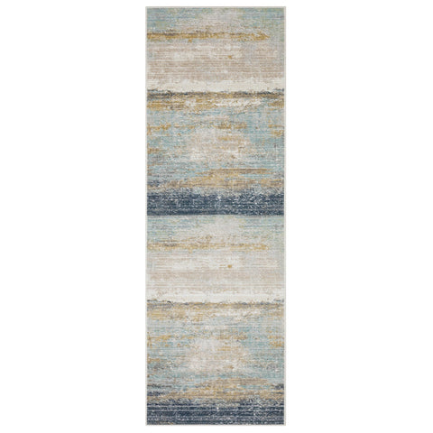 Oriental Weavers Cavett Area Rug - CAV09-2'7" x 7'9" - in Blue/Beige - Modern Style, Stain Resistant, Family and Pet Friendly, Entryway, Hallway Runner Rug