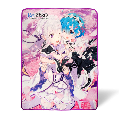 Re:Zero Plush Throw Blanket | Super Soft Fleece Blanket, Cozy Sherpa Cover for Sofa and Bed, Home Decor Room Essentials | Anime Manga Gifts | 45 x 60 Inches