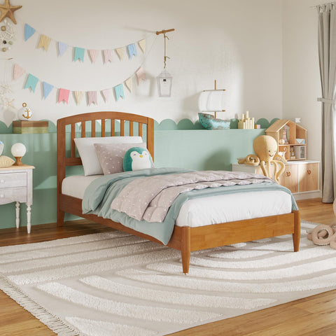 AFI, Quincy Twin Solid Wood Low Profile Platform Bed, Light Toffee