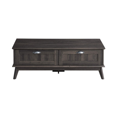 Newport Series Tall Center Coffee Table with Two Fully Extended Drawers | Sturdy and Stylish | Easy Assembly| Smoke Oak Wood Look Accent Living Room Home Furniture