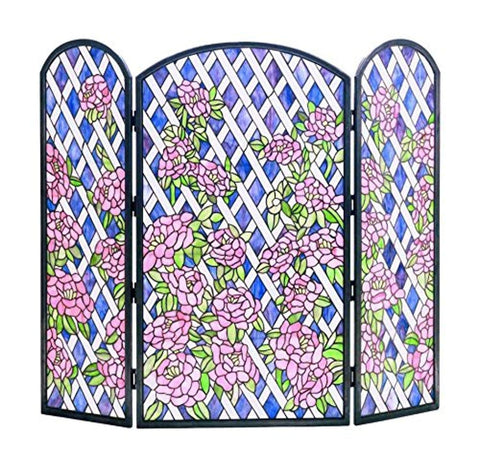 Meyda Tiffany 35745 Rose Trellis Folding Fireplace Screen, 40" W x 34" H