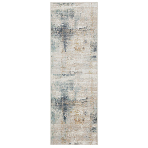 Oriental Weavers Cavett Area Rug - CAV03-2'7" x 7'9" - in Ivory/Blue - Modern Style, Stain Resistant, Family and Pet Friendly, Entryway, Hallway Runner Rug