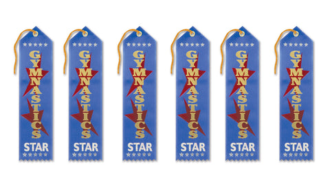 Beistle Gymnastics Star Award Ribbon, 2-Inch by 8-Inch, 6-Pack