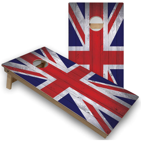 Skip's Garage British Flag All-Weather Cornhole Boards - PVC - Include Hole Lights