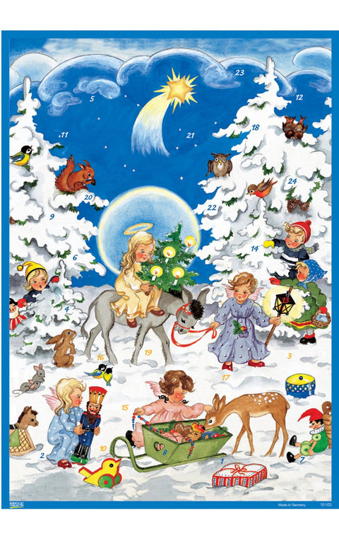 Alexander Taron Importer 10103 Korsch Advent-Angels with Children-11.5" H x 8" W x .1" D, Blue