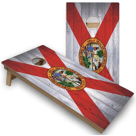 Skip's Garage Florida Flag All-Weather Cornhole Boards - PVC - Include Hole Lights