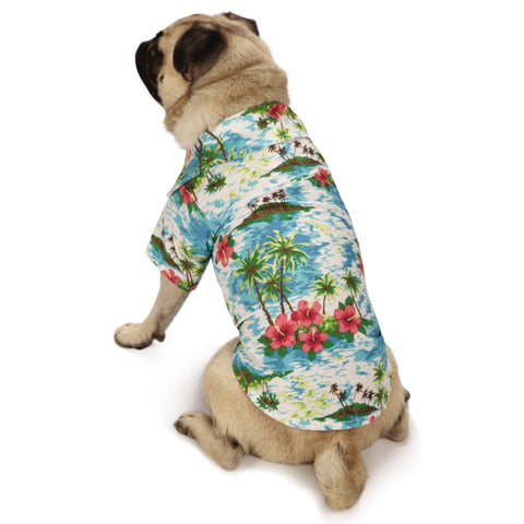 Casual Canine Hawaiian Breeze Camp Shirt for Dogs,Blue 16" Medium