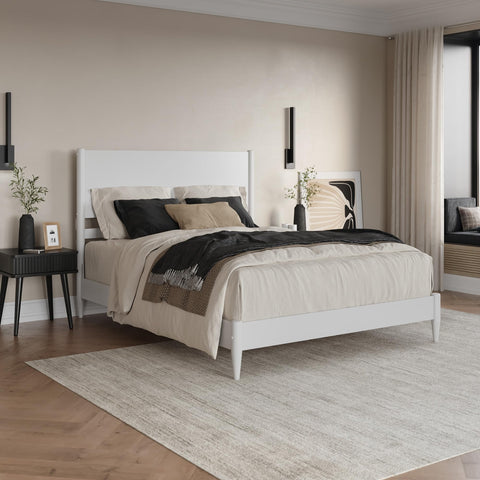 AFI, Pasadena Queen Solid Wood Low Profile Platform Bed, White