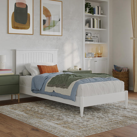 AFI, Naples Twin XL Solid Wood Low Profile Platform Bed, White