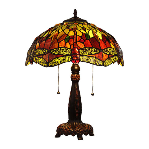 Chloe Lighting Empress Tiffany-Style 2 Light Dragonfly Table Lamp 16" Shade