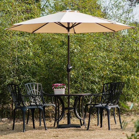 Fiberbuilt 7.5' Hex Garden Patio Umbrella 6 Rib Push Up Champagne Bronze with Beige Vinyl Coated Weave Canopy