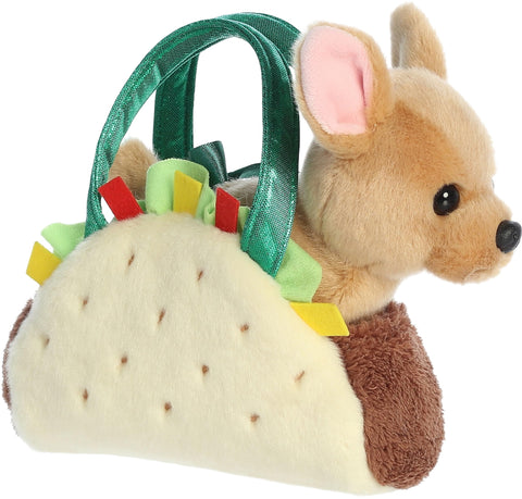 Aurora® Fashionable Fancy Pals™ Taco Puppy Stuffed Animal - Plush with Stylish Purse for Dress Up Fun - Perfect for Kids 3+ Years, Costumes, and Birthdays - Brown 7 Inches