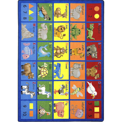 Joy Carpets Animal Phonics Rug, Multi, 5'4" x 7'8"