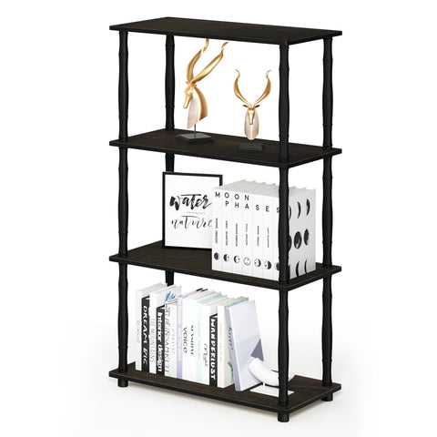 Furinno Turn-N-Tube 4-Tier Multipurpose Shelf Display Rack, Classic Tubes, Espresso/Black