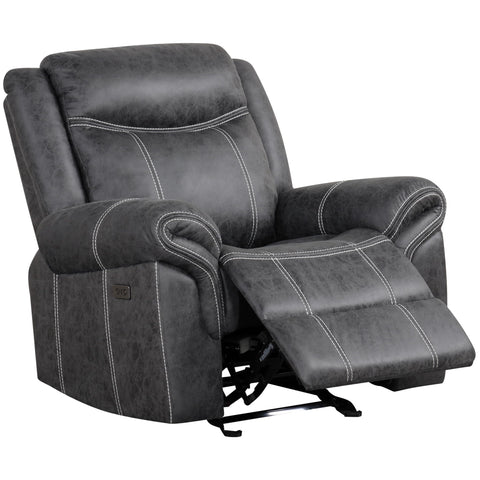 Zubaida Power Motion Glider Recliner Dark Gray Polish Microfiber