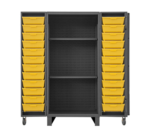 Durham HDC36-24DC24TB2S95 Lockable Cabinet with 24 Yellow Tilt Bins, 36" Wide, 12 Gauge