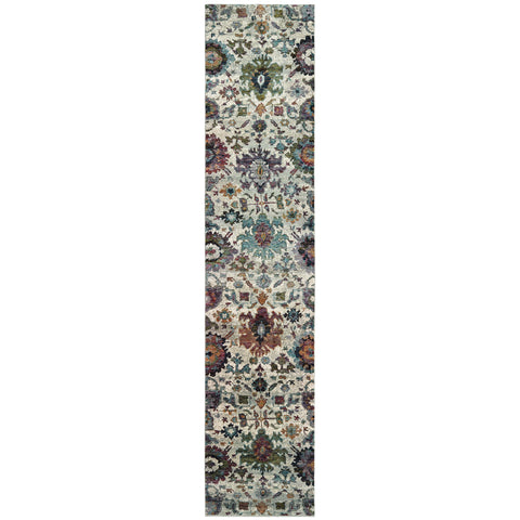 Oriental Weavers Andorra Area Rug - 7129A - 2'6" x 12' - in Stone/Multi - Vintage Inspired, Stain Resistant, Family and Pet Friendly, Entryway, Hallway Runner Rug