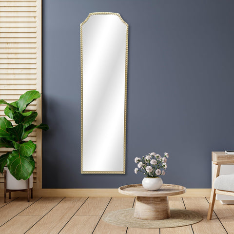 Cheungs Nuvelle Arch Top Gold Metal Framed Floor Mirror | Studded |6100GD