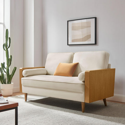 Modway Kellan 61 Inch Performance Velvet Loveseat in Walnut Alabaster