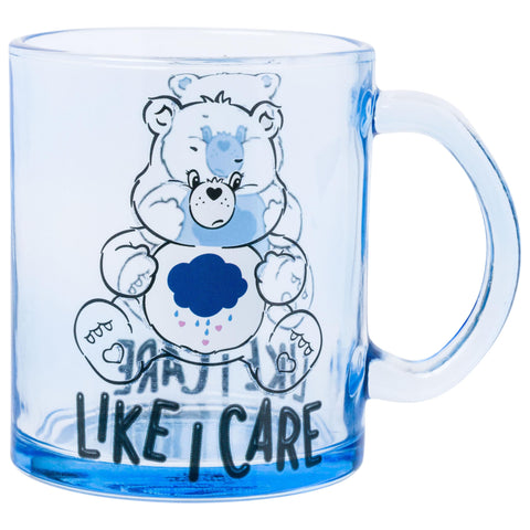 Silver Buffalo Care Bears “Like I Care” Glass Coffee Mug Featuring Grumpy Bear, 17.5 Ounces