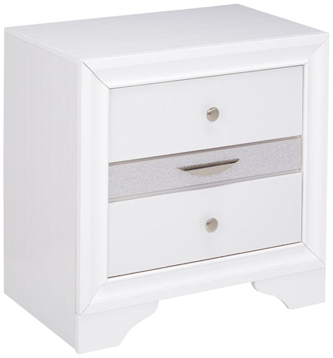 Acme Naima Square Wood 3-Drawers Bedroom Nightstand in White
