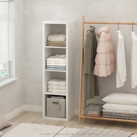 Furinno Cubic Open Back Multipurpose Clothing  and Closet Storage Organizer Shelf 4-Cube White