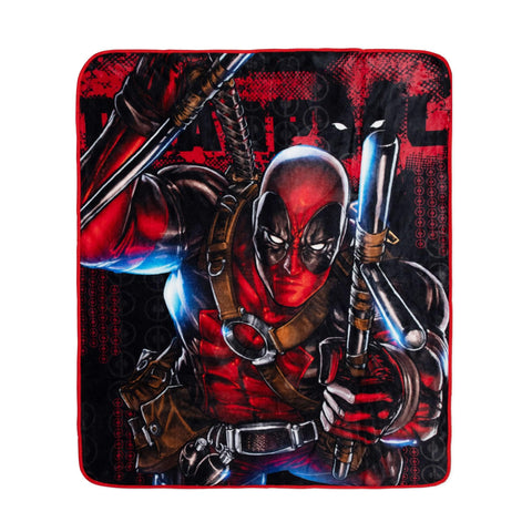 Deadpool Marvel Comics Batons Raschel Throw Blanket | Soft Polyester Cover for Sofa, Bed | 50 x 60 Inches