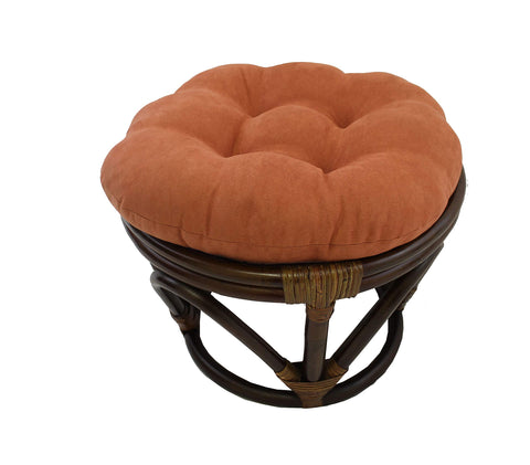 International Caravan Furniture Piece Rattan Ottoman with Micro Suede Cushion