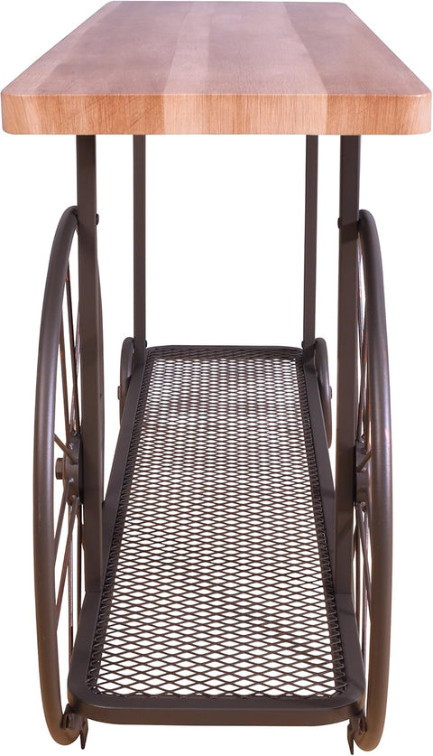 Acme Francie Rectangular Wooden Console Table with Shelf in Oak and Antique Gray