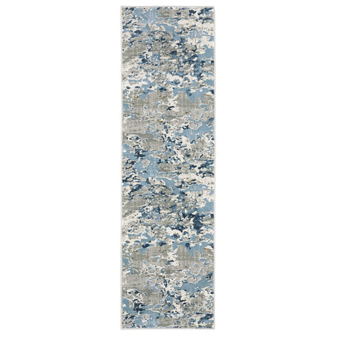 Oriental Weavers Easton Area Rug - 3317E - 2'3" x 7'6" - in Grey/Blue - Modern Style, Stain Resistant, Family and Pet Friendly, Entryway, Hallway Runner Rug
