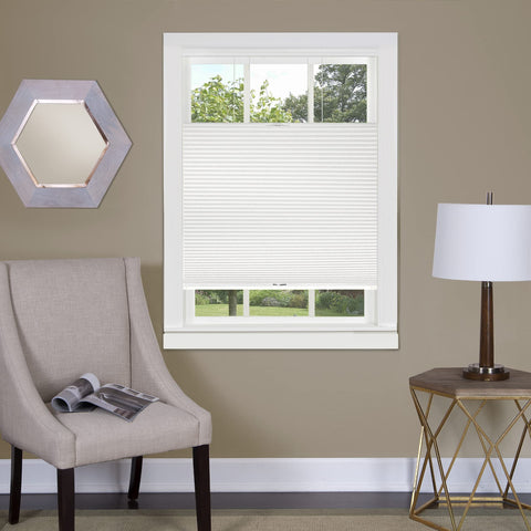 Cordless Cellular Pleated Window Shades - 39 Inch Width, 64 Inch Length - White - Light Filtering Top-Down Honeycomb Pull Down Blinds for Windows and Skylights by Achim Home Decor