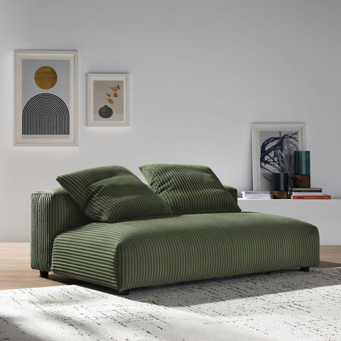 Modway Solace Modular Corduroy Loveseat in Fern - Modern Armless Loveseat Couch - Comfy Upholstered Deep Seat 2-Seater Sofa - Oversized Modular Love Seat for Living Room
