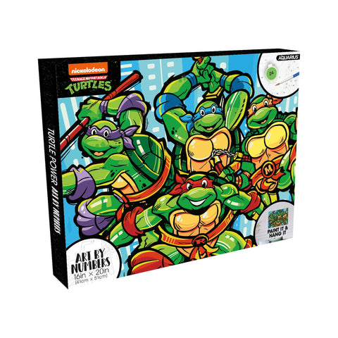 Aquarius Teenage Mutant Ninja Turtles Art by Numbers Painting Kit (16 x 20 Stretched Canvas) 24 Paints, 3 Paint Brushes, Ready to Hang, Officially Licensed TMNT Collectible - 16x20 in