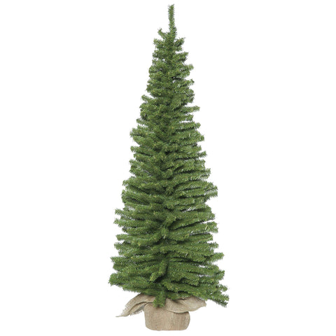 Vickerman 48" Pine Artificial Christmas Tree, Unlit - Faux Pine Christmas Tree - Burlap Base - Seasonal Indoor Table Top Home Decor