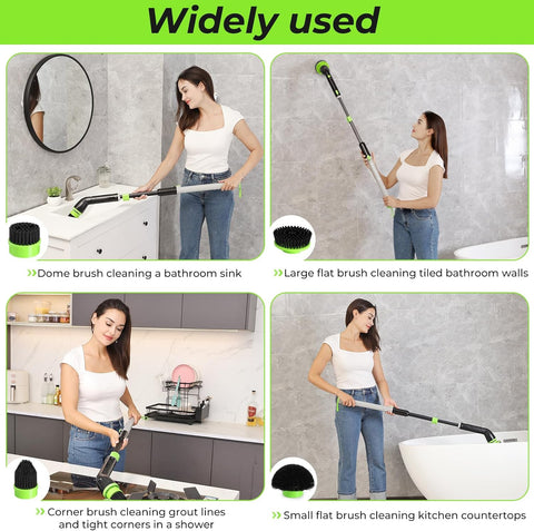 EasyScrub Cordless Electric Spin Scrubber - Powerful 350 RPM Cleaning with 4 Replaceable Heads, Adjustable Extension Handle, IPX7 Waterproof, Ideal for Shower, Tiles, Tubs, and Grout