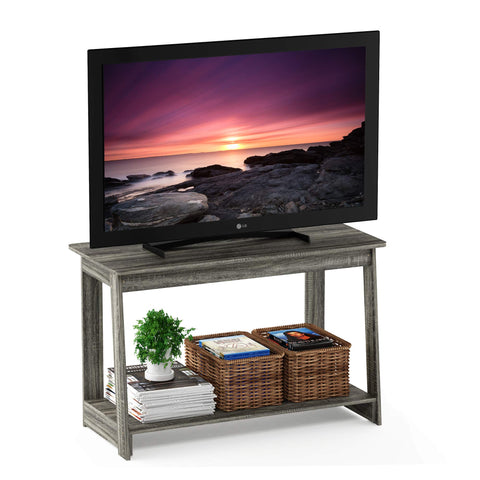 Furinno BEGINNING TV Stand, 2-Tier Rectangular Entertainment Center with Open Shelf, TV Console for TV up to 36 Inch, Open Back, for Living Room, Bedroom, French Oak