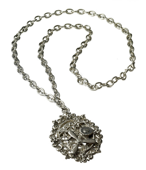 Forum Novelties Women's Steampunk Novelty Metal Gear Necklace, Silver, One Size